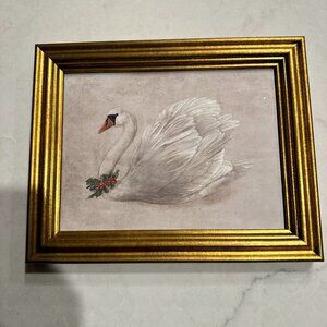 Studio MCGEE Threshold Framed Christmas Swan 10 x 8 Art NEW